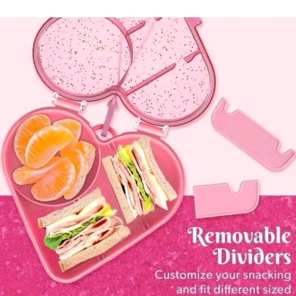 PARIS HILTON Bento Style Heart-Shaped Snack Box Built In Phone Stand  PINK 13242 - Picture 6 of 14